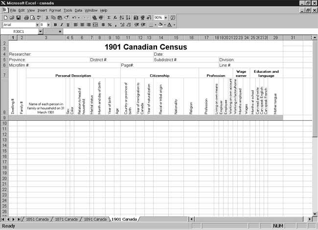 CensusTools: 1901 Canadian Census Spreadsheet