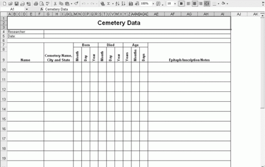 Cemetery Data Log – Family Listing