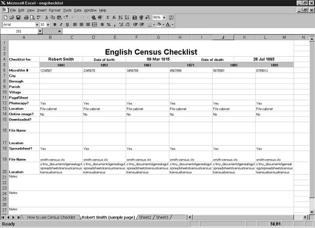 CensusTools English Census Checklist