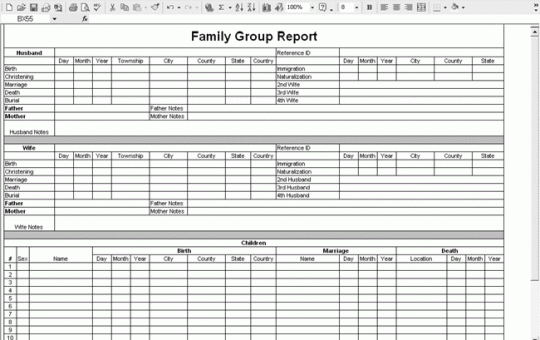 Family Group Report Template