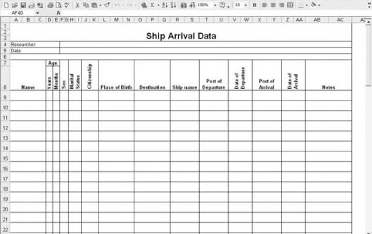 Ship Manifest Template – Family Listing