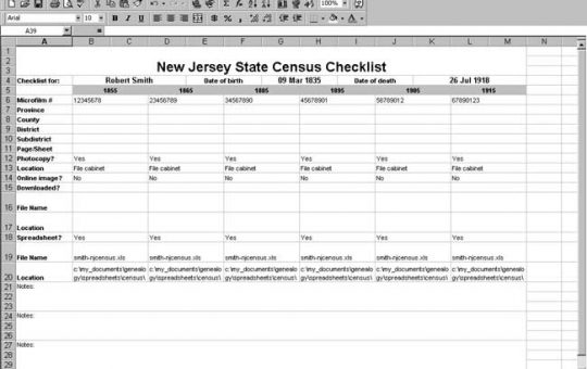 New Jersey Census Checklist