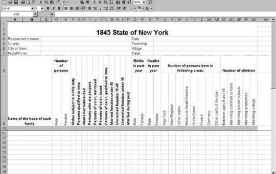 1845 New York Census Template