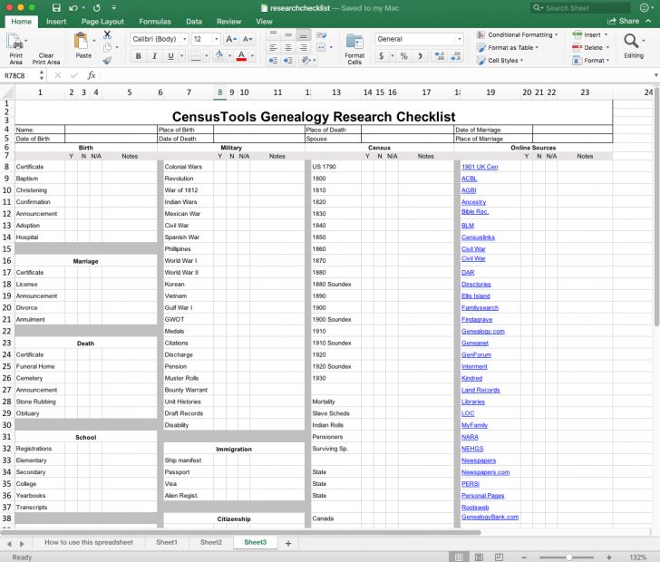 Research Checklist - CensusTools