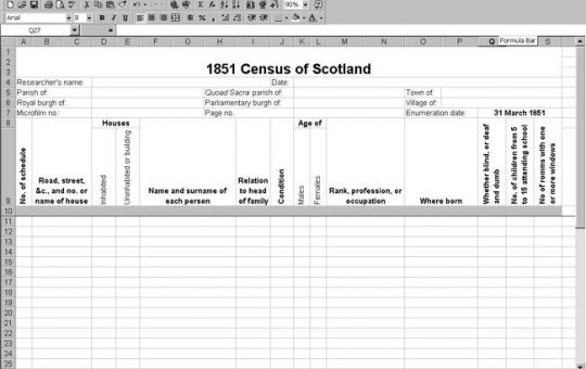 1851 Scotland Census Template