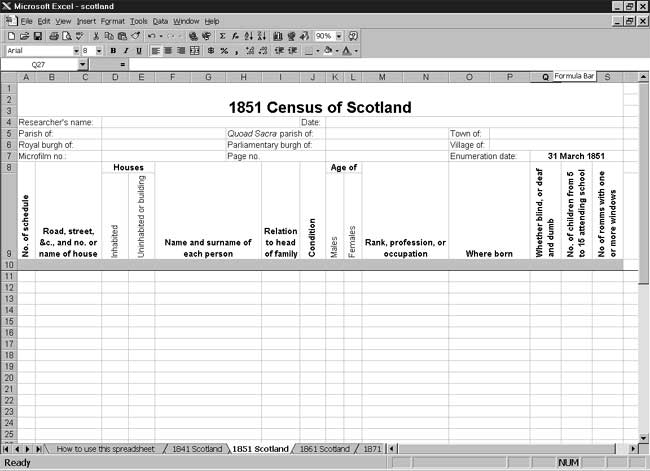 CensusTools 1851 Scotland Census Template