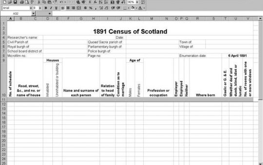 1891 Scotland Census Template