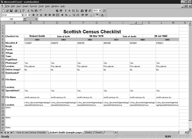 CensusTools Scottish Census Checklist