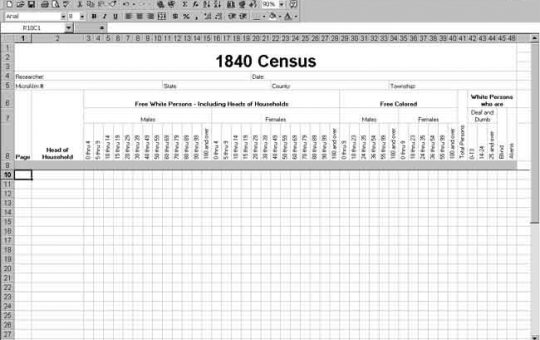 1840 U.S. Census Template