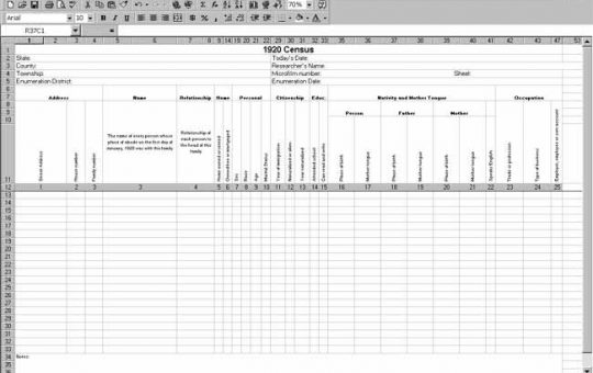 1920 US Census Template